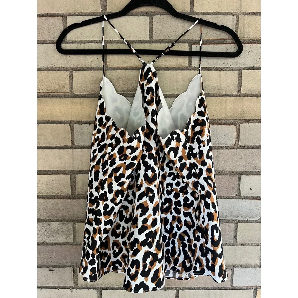 J. Crew Leopard Print Scalloped Racerback Camisole Top Small Size 6
